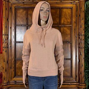 G by Giuliana Nude Blush Fleece Lined Mesh Sleeve Insert Cotton Blend Hoodie